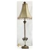 Decorative Brushed Metal & Glass Candlestick Lamp