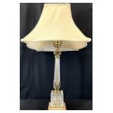 Vintage Crystal & Brass Column Lamp