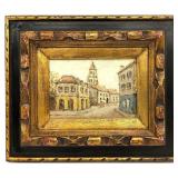 European Cityscape Oil Painting on Board