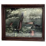Antique J. Hoover & Sons Ships At Sea Art