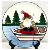 Vietri Hand Painted Santa Claus Fishing Plate