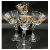 4 Gay Fad Tipsy Crooked Stem Cocktail Glasses