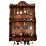 Vtg Mini Silver Plated Spoons on Wall Rack