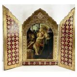 Large Vtg Italian Florentine Religious Triptych