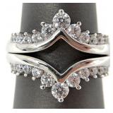 Sterling Silver Clear Stone Enhancer Ring, Sz 6