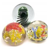 3 Art Glass Paperweights
