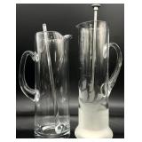 2 Vtg Glass Martini Cocktail Pitchers & Stirrers
