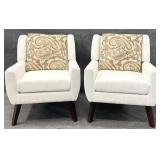 Pair Modern Button Tufted Arm Chairs
