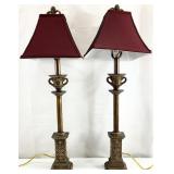 2 Neoclassical Style Columnar Candlestick Lamps