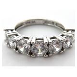 Sterling Silver Clear 7-Stone Ring, Sz 6