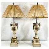 Pair Tole Decorated French Empire Revival Lamps