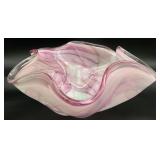 Large Wavy Edge Art Glass Bowl