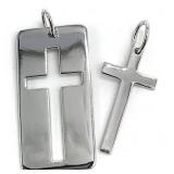 2 Sterling Silver Cross Cut Out Pendants