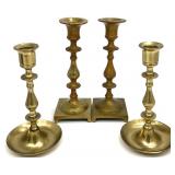 4pc Vintage Brass Candlesticks