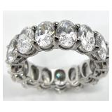 Sterling Silver Oval Stone Eternity Ring, Sz 4