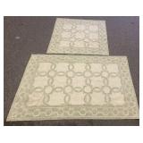 2 Light Green & Ivory Woven Rugs