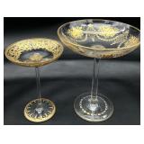 2 Moser Style Art Glass Compotes