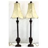 Pair Metal Urn Style Candlestick Lamps