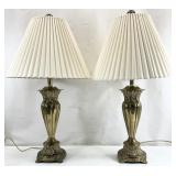 Pair Quality Art Deco Style Brass Lamps