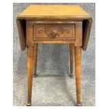 Vintage Drop Leaf Maple One Drawer Stand