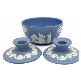 3pc Wedgwood Jasperware Bowl & Candlesticks