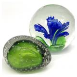 2pc Art Glass Paperweights