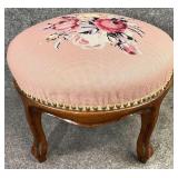 Victorian Needlepoint Walnut Ottoman