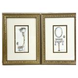 2 Peggy Abrams Victorian Style Bathroom Art Prints