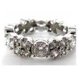 Sterling Silver Clear Stone Eternity Ring, Sz 6