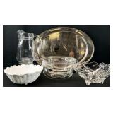 Asst Glass Serving Bowls & Silverplate Tray