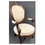 Victorian Walnut Balloon Back Arm Chair