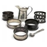 7pc Sterling Silver Napkin Rings & More