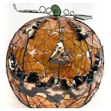Metal & Glass Pumpkin Halloween Decor