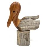Signed Carved Wood Pelican Shorebird