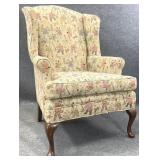 Figural Chinoiserie Upholstered Wingback Chair