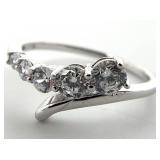 Sterling Silver Clear 5-Stone Ring, Sz 6
