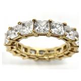 Gold Tone Sterling Clear Stone Eternity Ring, Sz 5