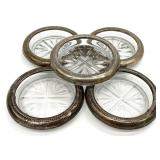 5 Sterling Silver Wrapped Glass Coasters