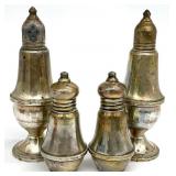 4 Weighted Sterling Silver Salt & Pepper Shakers