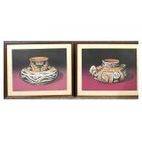 2 S/N Native American Pottery Framed Art Prints