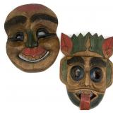 2 Vintage Carved Wood Tribal Masks
