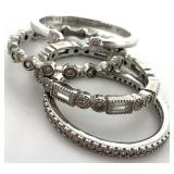 4 Sterling Silver Stacking Rings, Sz 10