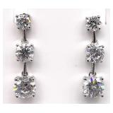 Sterling Silver Clear Stone Drop Earrings