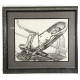 Philip Pearlstein S/N Nude Woman African Chair Art