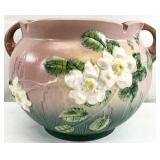 Large Roseville Pottery White Rose Jardiniere