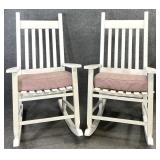 Pair White Wooden Rocking Chairs