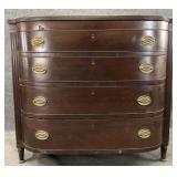 Antique Mahogany Bow Front Sheraton Chest