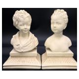 Pair Chalkware Figural Bust Bookends
