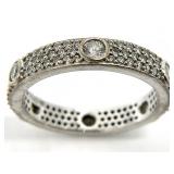 Sterling Silver Clear Stone Eternity Band, Sz 10