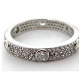 Sterling Silver Clear Stone Eternity Ring, Sz 11